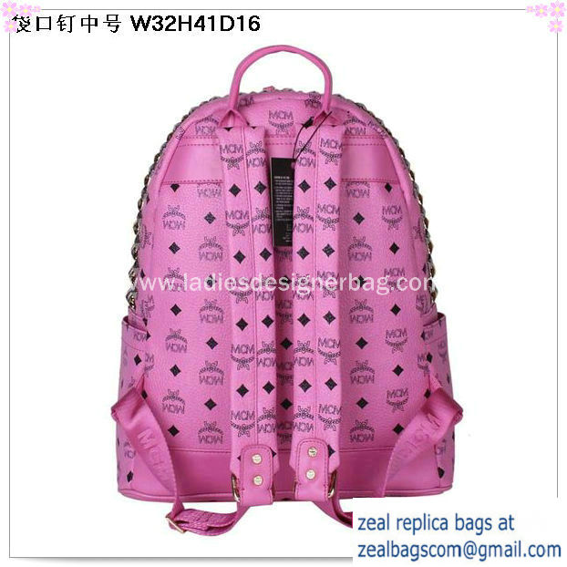High Quality Replica MCM Medium Top Studs Backpack MC4232 Rosy - Click Image to Close